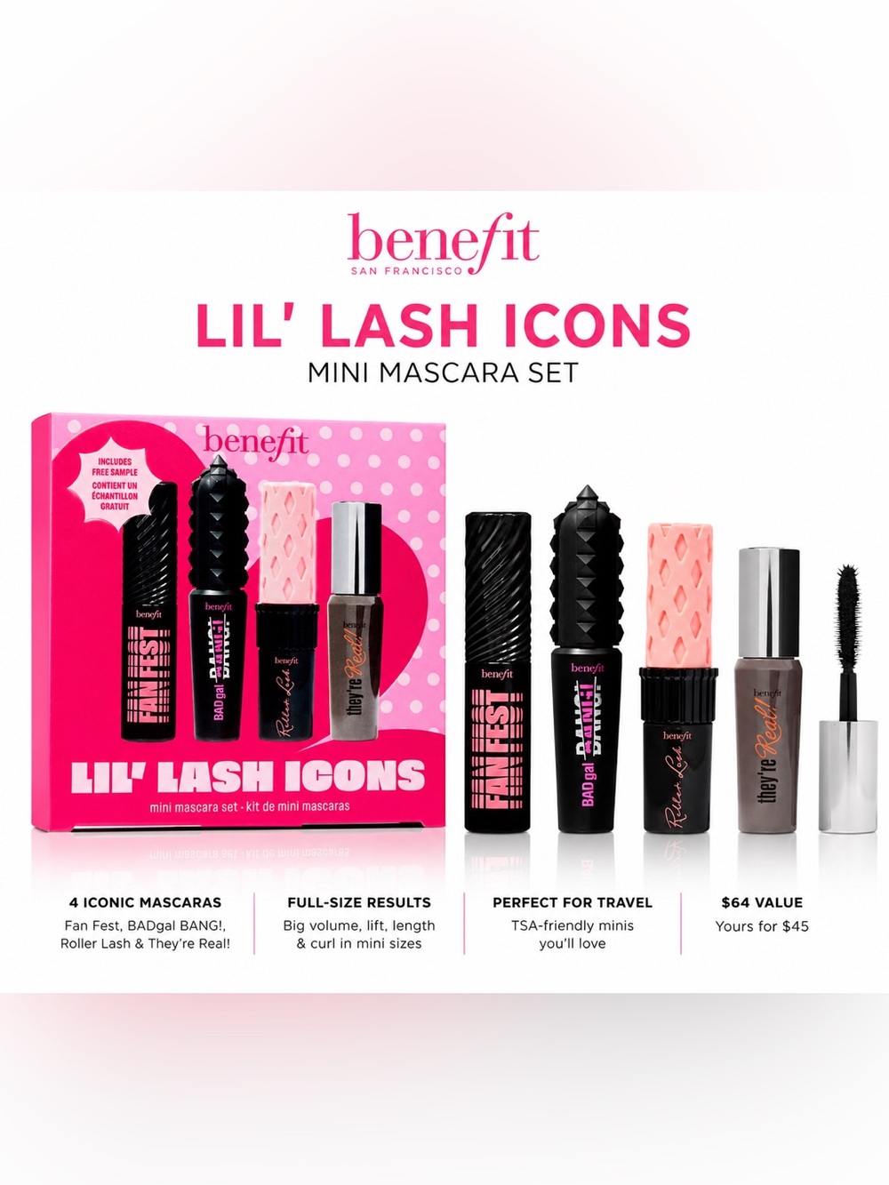 Benefit Mini Mascara Bundle 4 Pc New Travel Size Set
